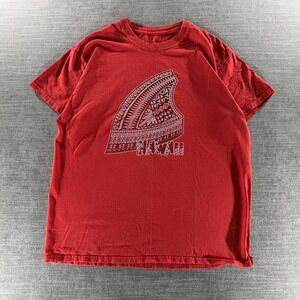 T-Shirt Men Large Red Good Hawaii Tribal Shark Fin Graphic‎ Tee